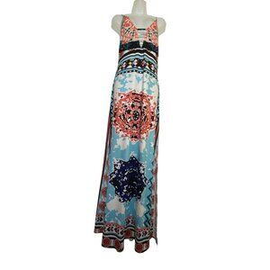 Multicolor XL Printed Maxi Dress Sexy Bodycon Stretch Boho Western Feminine Cute